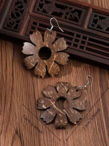 Newly Designed Handmade Coconut Shell Flower Retro European Style Versatile Earrings - Multicolor - View 9