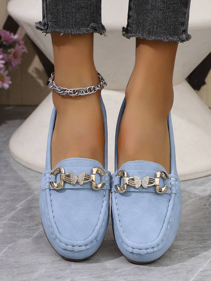 2025 Nuovi arrivi primaverili da donna, , mocassini eleganti con catena dorata, leggeri, comodi e versatili, scarpe piatte in gomma