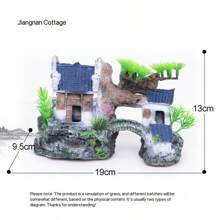 Resin Building House Decor For Aquarium Landscape Ornament, Miniature Model Of Jiangnan Water Town, Suzhou Garden, Delicate Micro Scenery - Dark Green - View 3