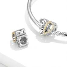 妈妈爱天使的翅膀和生命之树锆石 S925 纯银串珠手链 DIY 配件，母亲节系列珠子