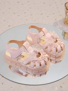 Toddler Girl's New Butterfly Princess Open Toe Beach Sandals, Cute Casual Stylish Versatile Walking Shoes - Pink - View 5