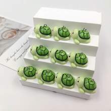 10pcs Cute Cartoon Sea Turtle Charms, Exquisite Resin Animal Pendants, Suitable For Making Keychain And Earrings Jewelry Accessories, Turtles, Green - Pendants - View 2