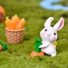 6pcs Resin Bunny Figurines Set - Indoor & Outdoor Rabbit Decor For Various Room Types - Easter Party Decorations & Gifts - No Electricity Needed - Multicolor - View 7