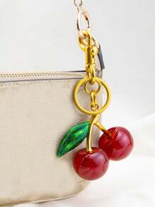 1pc Small Cherry Crystal Pendant, A Key Chain Pendant, A Glittering Cherry Pendant Keychain, Shiny Resin And Metal Accessories, Unisex Key Chains, The Charm Of Wallets And Bags,It Is The Perfect Gift For Christmas Or Valentine's Day - Multicolor - View 3