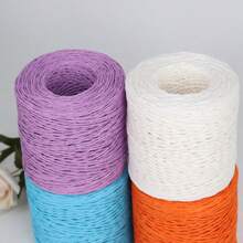 拉菲草线草纱 DIY 手工钩针编织帽子手提包靠垫篮子拉菲草绳材料配件 - 多色 - 查看 4