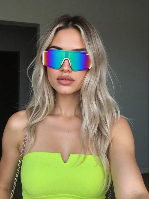 1 pièce de lunettes de sport à la mode avec des verres colorés pour le cyclisme extérieur, la randonnée, la course. Confort facile pour les tenues décontractées. Lunettes de cyclisme d'extérieur pour l'été, la plage, les vacances, l'extérieur, les voyages