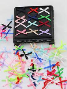 100pcs/Pack Mini Bow Satin Ribbons For Valentine's Day, Party, Christmas Gift, Christmas Tree Decor, Clothing Decoration, Hair Clip, Hat Decor, DIY Crafts,Christmas - Multicolor - View 7