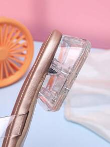 A Pair Of Champagne Gold Shiny Stylish Little Heeled Slippers For Family Gatherings, Vacations, Beach Sunshine And Photo Shoots