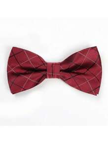 1pc Formal Suit Business Patterned Bow Tie, Groom Wedding Groomsmen Double Layer Solid Color Bowknot, Versatile For Daily Business Events, Polyester, Suitable For Spring, Summer, Autumn, Winter