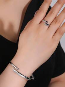 1 set de bracelets et bagues en cuivre réglables, mode et charmant, convient pour le port quotidien et les vacances pour les femmes