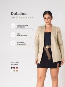 Women's Winter Knitted Cardigan Coat With Pocket - Màu be - Xem 4