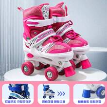 Patines de ruedas de dos hileras, patines de ruedas ajustables para niños de tamaño de cuatro ruedas - Rosa - Ver 2