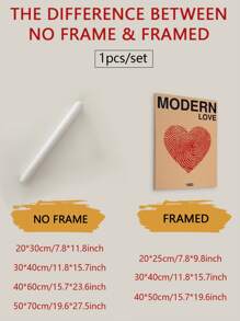 1pc,Text Printing, Modern Style Canvas Mural, Love Theme, Frameless, Indoor Use, Vertical, Home Office Decoration - Multicolor - View 2