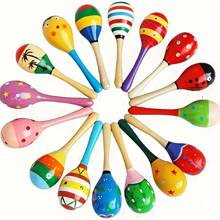 2pcs/8pcs/12pcs Colorful Wooden Sand Hammers, Mini Maracas Toy, Hand Percussion Rattles, Wooden Rumba Shaker Hand Musical Instruments With Clear Rhythm, For Party Favors, Musical Fun, Birthday Parties, Carnivals