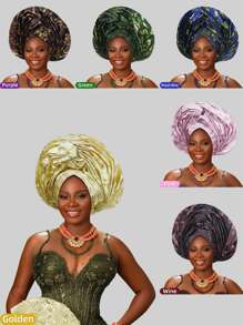 1 件女士传统精致印花头巾/头巾，适合作为婚礼、节日、长袍、头巾的礼物 - 彩色 - 查看 1