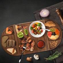 Tabla grande para queso - Juego ovalado único de 3 partes para charc utería - Tabla de madera de acacia para servir - Bandeja de servir de madera para fiestas