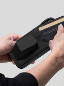 1个带卡槽的手机支架，通用手机卡套，适用于智能手机，粘性手机后卡套，超薄支架带信用卡槽，多功能卡套，皮革手机钱包，日常粘性，手机后卡套，手机壳信用卡夹，时尚皮革钱包式手机壳配件 - 彩色 - 查看 3