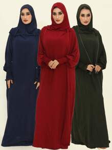 1pc Women Fashion Loose Fit Crinkled Chiffon Hooded Scarf, Abaya Design, Suitable For Spring, Summer, Autumn Daily Wear