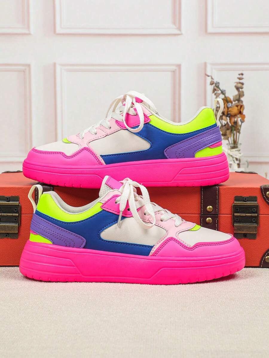 Men's Spring/Summer Fashionable Casual Shoes, Multi-Color Patchwork, City Series, Versatile For Commute, Workout, Travel, Flat Style, Round Toe, Low-Top. Multi-Color, Multi-Purpose, Great Gift Idea, Men Sports Shoes - Multicolor - View 1