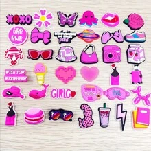37pcs Casual Street Style Plastic EVA Bag Accessories Charm Multifunctional Reusable Colorful With Flowers Design For Beach Backpack Bows