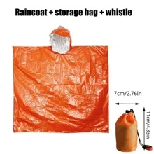1 Stück Notfall Poncho, Mylar Raumdecke Camping Ausrüstung - behält 90% der Körperwärme Überlebenszubehör Überlebensausrüstung, Camping Bedarf Notfall Decke, wasserdichte Regenjacke, Pfeife, reflektierende Regenjacke