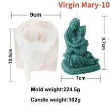 耶稣和圣母玛利亚硅胶蜡烛模具 DIY 耶稣家庭雕像石膏模具环氧树脂艺术制作套件婚礼装饰 - 彩色 - 查看 19