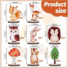 16/24 Pcs Woodland Animals Wood Tabletop Carnival Centerpieces, Forest Wooden Animals Cutout Shapes Creatures Table Topper For Woodland Camping, Wild Creatures Decor Wooden Table Sign, Rustic Tiered Tray Decorations For Forest Camp, Baby Shower Craft Party Supplies, Birthday Favors Cake Decor