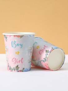 10/25pcs Gender Reveal Paper Cups, Elephant Themed Disposable Cold Drink & Coffee Cups, Suitable For Birthday Party, Family Gathering, Picnic, Party Decoration - Multicolor - View 3