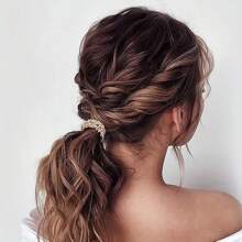 Bộ 3 món phụ kiện tóc nữ cao cấp, thời trang, đính pha lê và ngọc trai giả, dây buộc tóc, chun buộc tóc, vòng tay và phụ kiện tóc, dây buộc tóc, kẹp tóc, dây chun buộc đầu. - Nhiều màu - Xem 7