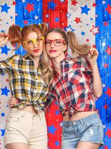 4th Of July Decorations,1/2/3 Packs Red White And Blue Tinsel Foil Fringe Curtains,Independence Day Photo Booth Backdrop,America Star Metallic Door Streamers For Patriotic Party Memorial Day Labor Day - Multicolor - View 5