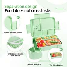 1 件大容量隔层带盖密封防漏午餐盒，可微波加热的便携式午餐盒，水果沙拉蔬菜保鲜盒便当盒，简约纯色可重复使用，儿童、学生、办公室工作人员必备，适用于户外露营野餐、返校用品