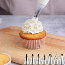 7Pcs Pleated Skirt Piping Tips Set,Stainless Steel Ruffle Piping Nozzles Icing Tips Set For Pastry Cupcakes,Cakes Cookies Decorating - Silver - View 3