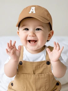 1pc Simple Letter Baby Soft Brim Baseball Cap, Stylish And Versatile, Suitable For Boys And Girls Daily Outing In Spring And Summer. - Khaki - View 2