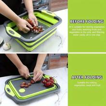 1pc Foldable Cutting Board Set - Collapsible Dishwasher-Friendly Prep Bowl, Built-In Fruit/Vegetable Strainer & Non-Slip Base - 8.5QT Kitchen Sink Organizer With Knife - Space-Saving For RVs, Apartments, Camping Trips - Viral Spring Kitchen Hack, Camping Essentials 2025