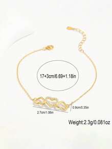 1 pieza Pulsera de plata de ley 925 con diseño de corazón hueco y circonita, adecuada para que las mujeres la usen en citas, como accesorio diario y en ocasiones especiales. Hermoso regalo para mujeres en el Día de la Madre, festividades especiales y aniversarios