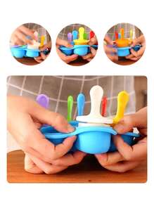 7 Hole Ice Cream & Popsicle Mold ,Simple DIY Frozen Snack Maker,DIY Ice Cream & Fruit Shake Maker With Easy-Grip Handles And Drip TrayFor Home Kitchen,Youngsters And Family Fun