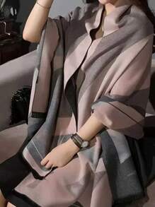 1pc Women Winter Warm Versatile Double-Use Scarf/Shawl, Suitable For Air-Conditioned Office And Everyday Wear