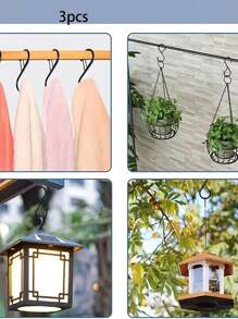 1PC/5PCS/10PCS S Hooks For Hanging,Heavy Duty S Hooks With Buckle S Shaped Hooks Kitchen Pot Rack Hooks Closet Hooks For Hanging Plants,Clothes,Kitchen Utensil, Pots And Pans