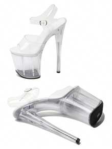 WUXIN H&P Women's 8 In Clear Platform Heels Ankle-Strap Sexy, 8 In Pole Dance High Heel Clear Platform, 20 Cm Exotic Clear Platform Pole Dancer Heels Shoes Stiletto - 無色 - 查看 6