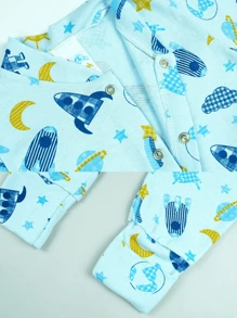 10 Pieces Baby Boy Rompers 5 Plain Pieces 5 Printed Pieces Assorted Maternity Layette - 彩色 - 查看 4