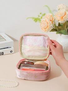 1pc Simple Star-Shaped Cosmetic Bag, Portable Multifunctional Coin Pouch, Women's Accessory Organizer Makeup Travel Toiletry Organizer Essentials Gifts Storage Zipper Accessories Nail