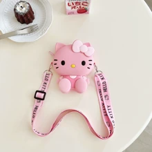 SANRIO 1pc Hello Kitty Silicone Crossbody Pouch, Featuring Japanese-Style Animal Print Design, Water-Resistant, Adjustable Strap And Zipper Closure, Suitable For Outdoor Activities And Machine Washable - Multicolor - View 8