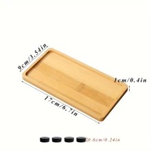 竹木收纳托盘，浴室整理托盘，带防滑垫和加高底部 - 駝色 - 查看 12