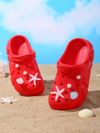 HOEASE 厚底舒适防滑儿童洞洞鞋，高弹力像素 EVA 柔软防滑透气，定制可爱花园鞋，适合居家和户外使用，四季皆宜