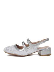 1 par de sandalias con puntera abierta, tacón ancho y diseño de flores elegante para mujeres, con dos correas de tobillo y decoración con hebilla de metal, diseño minimalista y de moda, estilo dulce y fresco, adecuado para vestidos, citas y salidas casuales