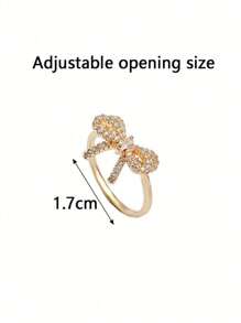 1pc Fashionable Personalized Sweet Creative Design Bowknot Open Ring