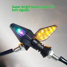 2 Packs Motorcycle LED Turn Signals - Universal Fit Custom Dynamic Lights, Multi-Color Lighting Effects , Dual Function (Turn Signal + Daytime Running Light,Compatible With Harley/Ducati/ & All Motorcycles