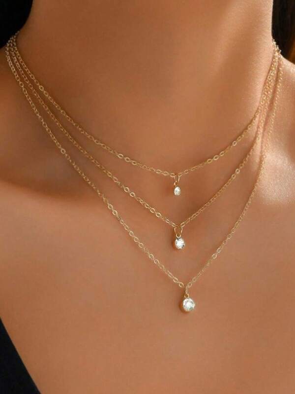 1 Prosty i popularny wielowarstwowy naszyjnik z kryształkami