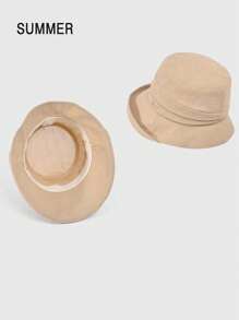 1pc Women Plain Color Bucket Hat, Casual Party Beach Sun Hats, New Bucket Hats For Spring Summer, UV Protection, Suitable For Daily Outing & Recreation - A - View 7