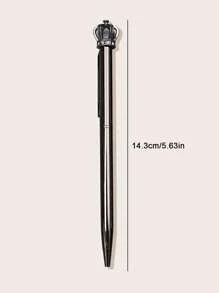 1 pieza Bolígrafo de tinta negra de 1.0 mm con Body de metal de color plateado, 1 pieza plateada / 2 piezas (plateada + corona negra) para volver al colegio